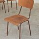 Set of 6 Czech school chairs in metal and wood, Kovona bistro style.