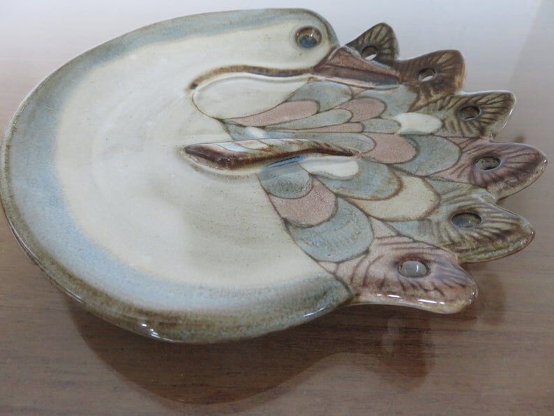 Empty ceramic pocket signed " bird " 60s 70s