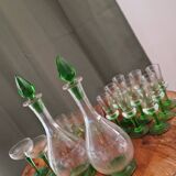 Antique crystal tableware set of carafe and tasting glasses from the 1900s