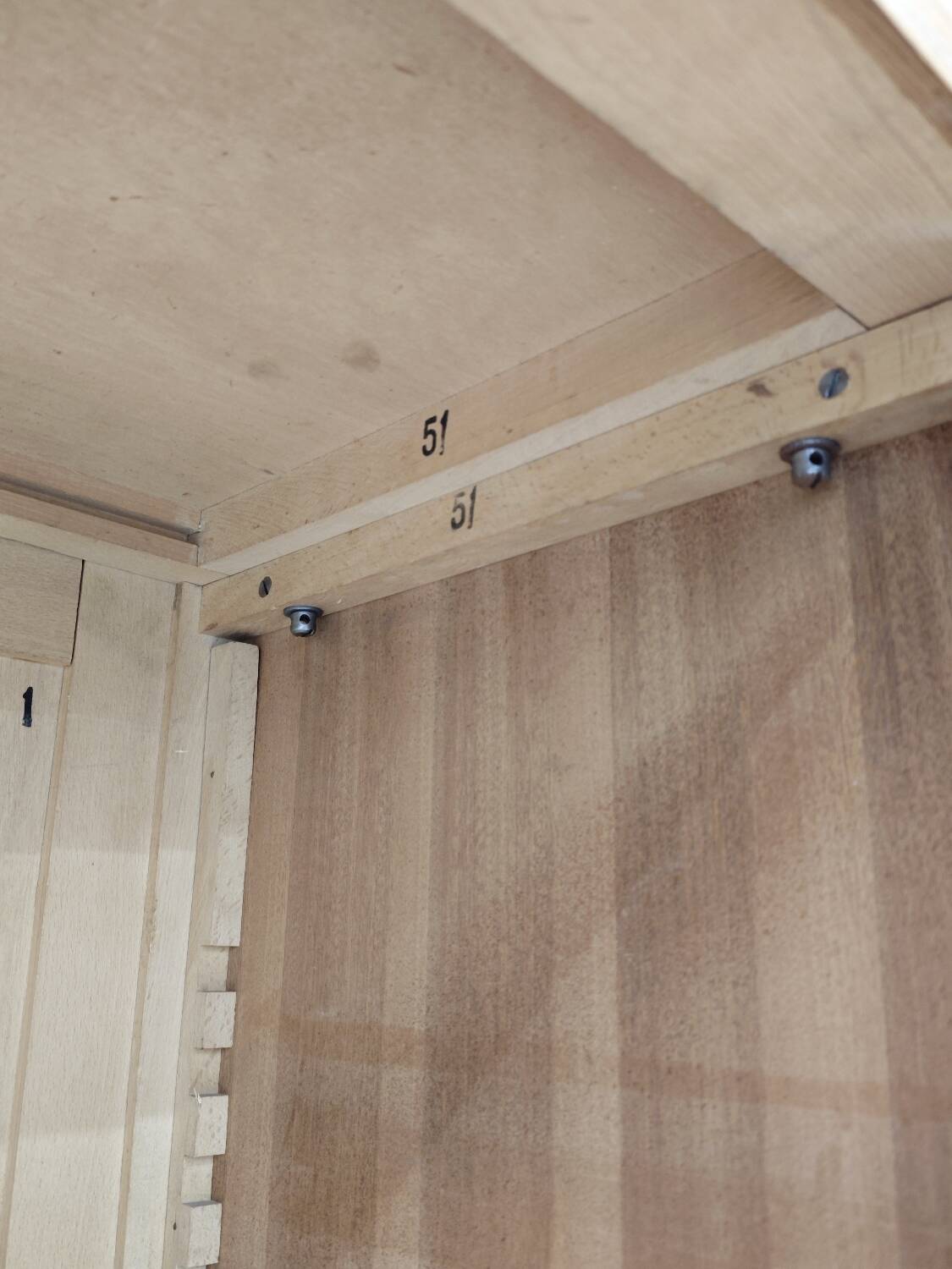 Oak glass-fronted school cabinet 1960