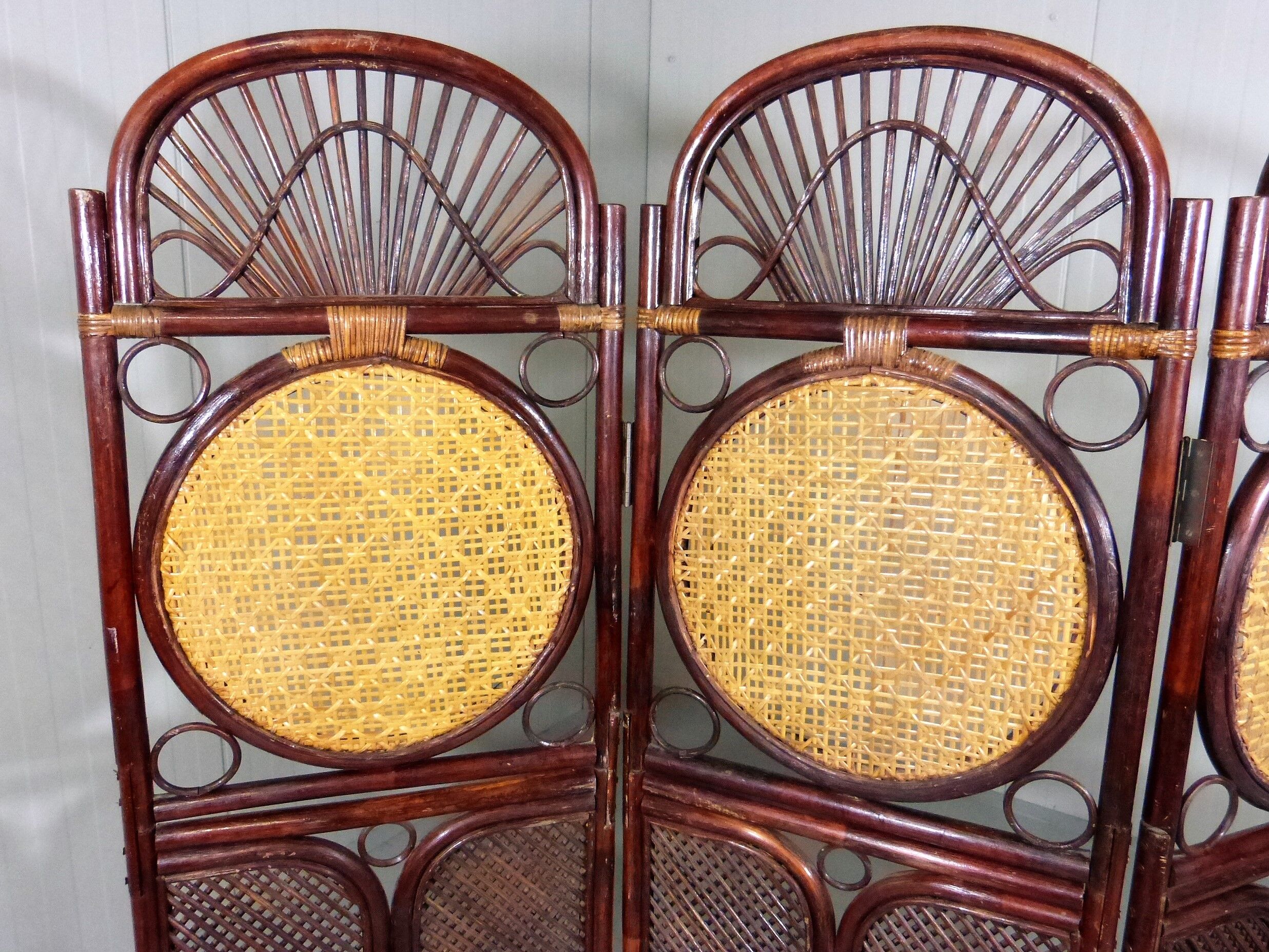 Rattan & wicker folding screen - room divider, 1930’s