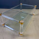 Vintage lucite and brass coffee table, 1970s
