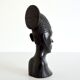 African head sculpture in ebony wood 1940s