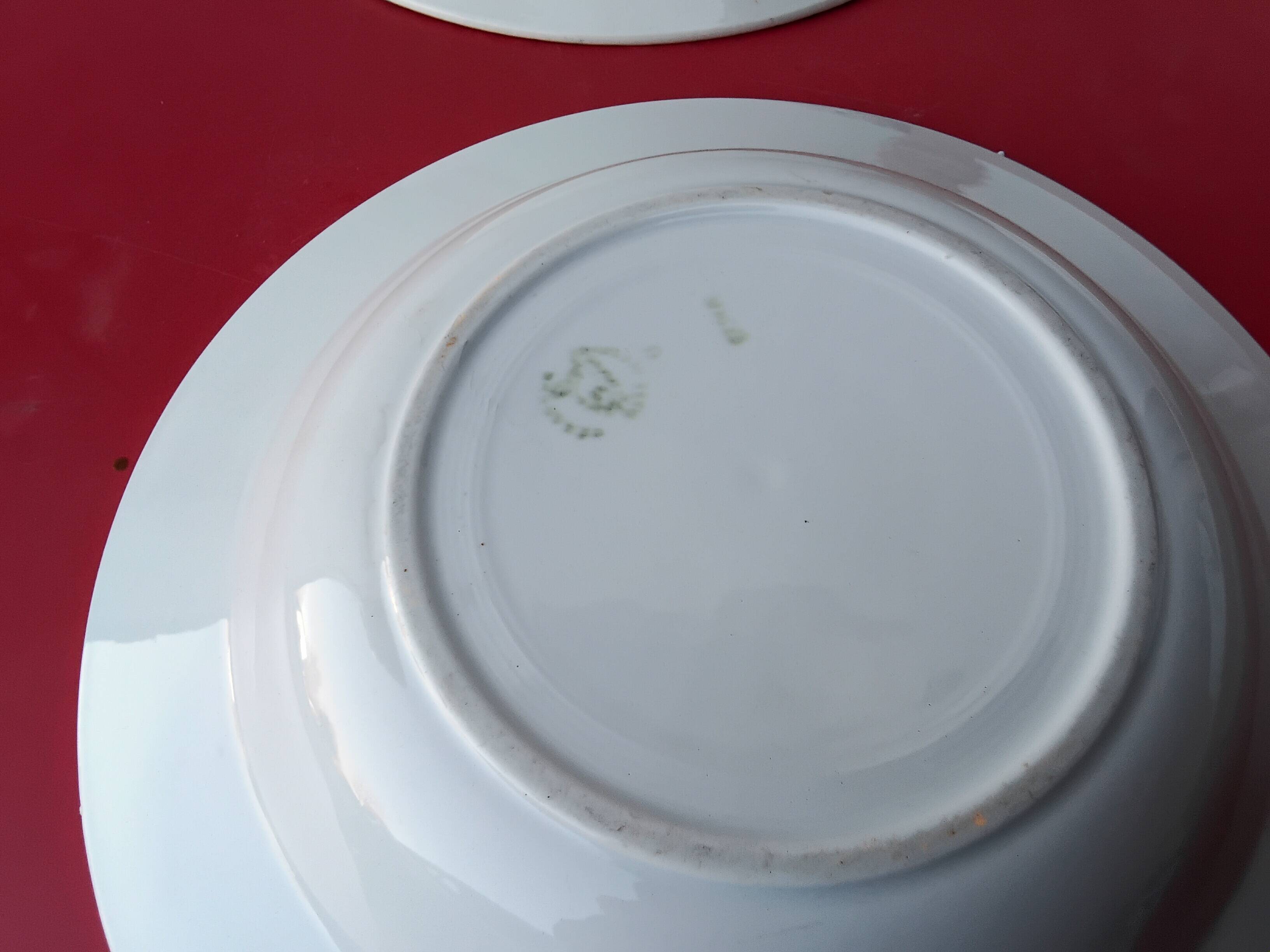 Set of six mismatched antique soup plates