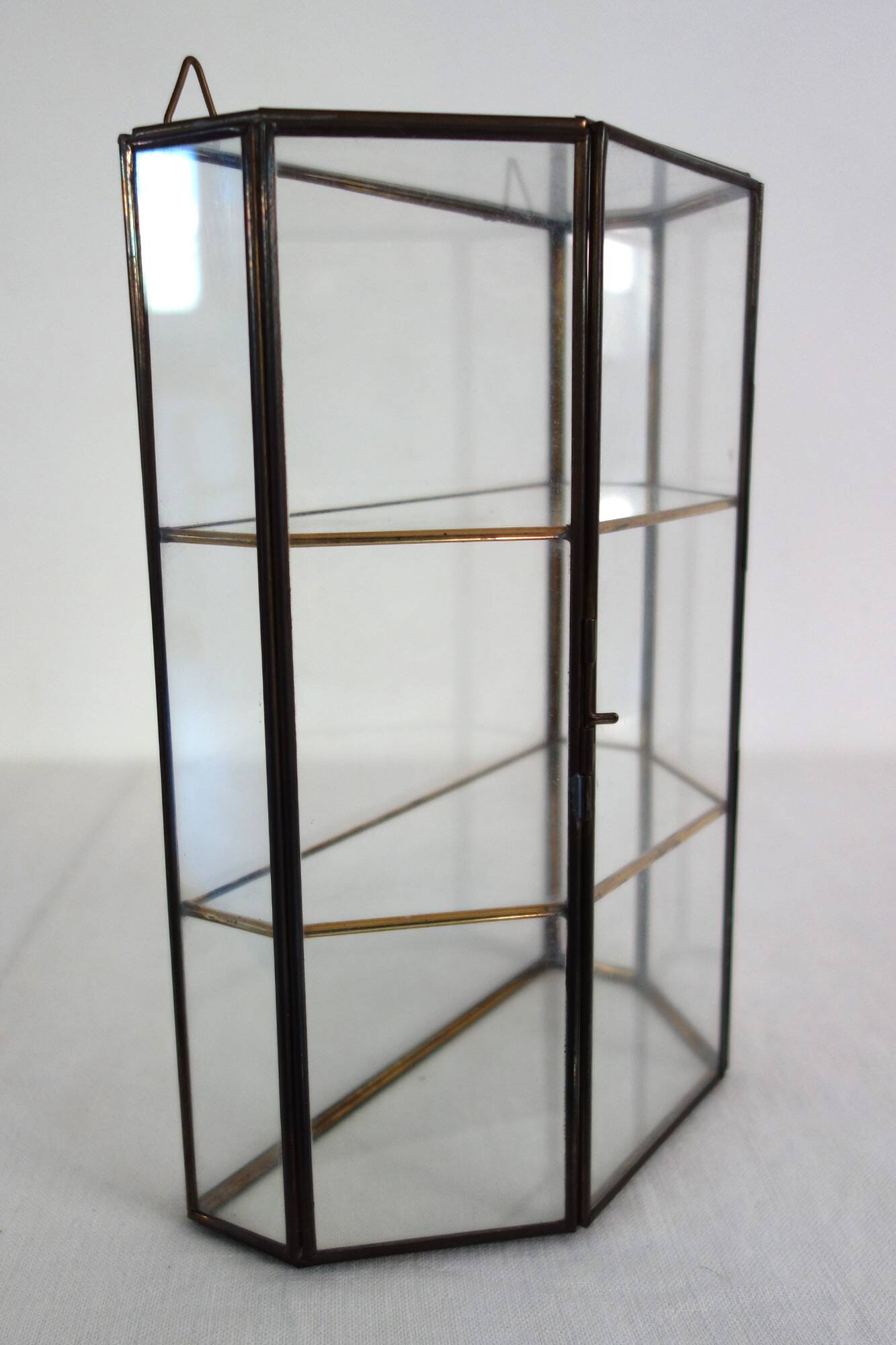Vitrine Murale Vintage Verre Et Laiton