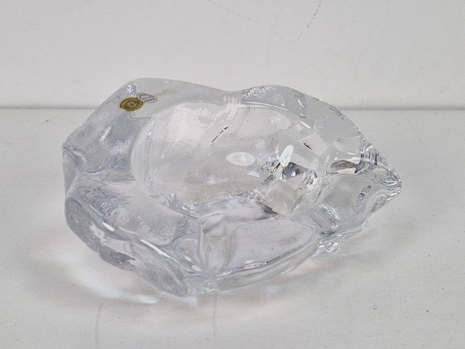 Vintage Brutalist Ice Glass Ashtray from Val Saint Lambert, 1960s