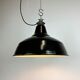 Industrial Black Enamel Factory Lamp with Cast Iron Top, 1950s