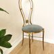 Vintage Paolo Buffa Brass Vanity Chair: Chiavari Style, Blue Fabric, 1950s