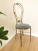 Vintage Paolo Buffa Brass Vanity Chair: Chiavari Style, Blue Fabric, 1950s