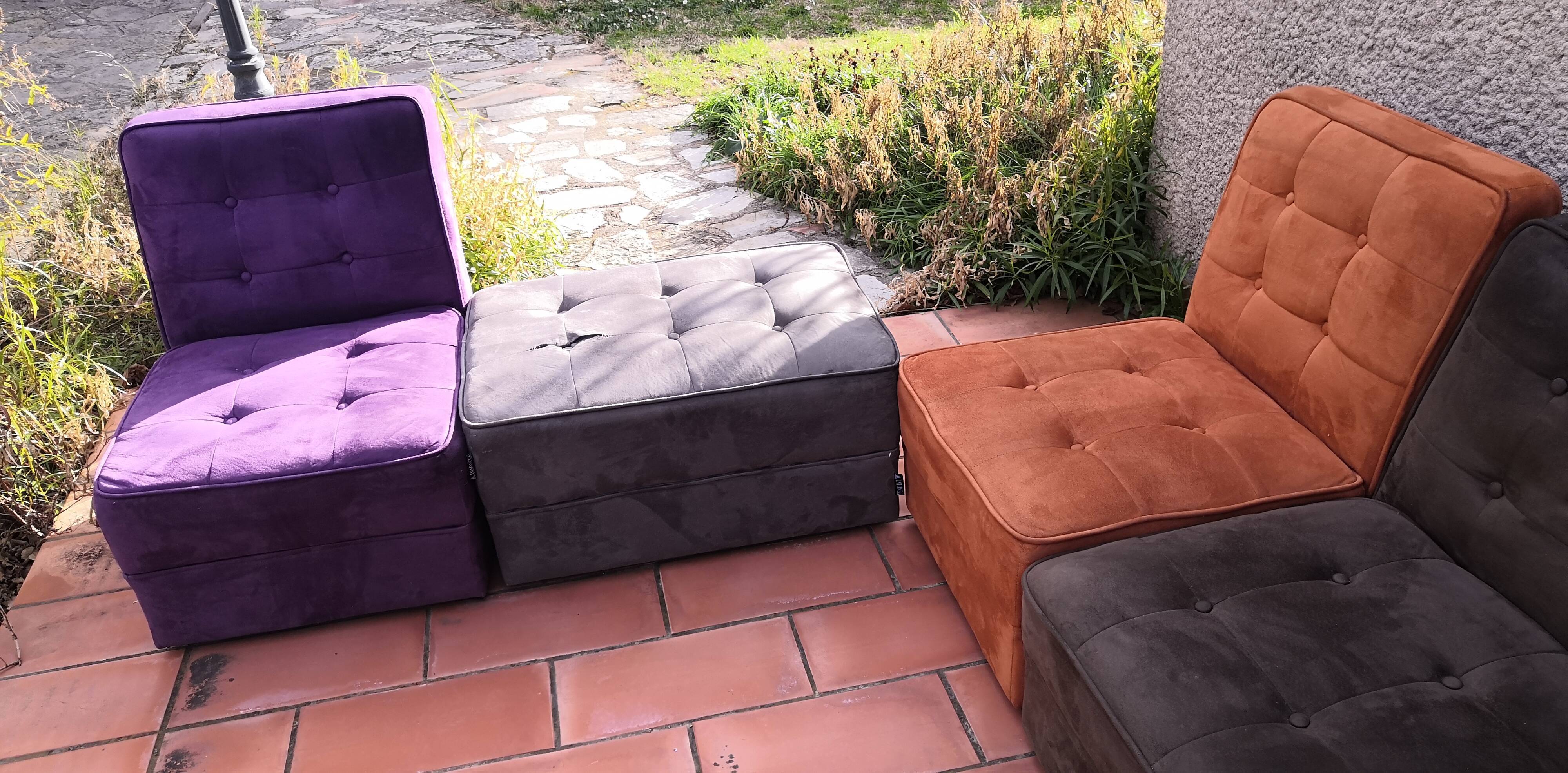 Modular vintage panoramic sofa 9 seats