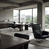 Vintage Mid-Century Modern Danish Black Leather Lounge Chair by Georg Thams