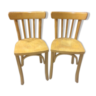 2 blond wood bistro chairs