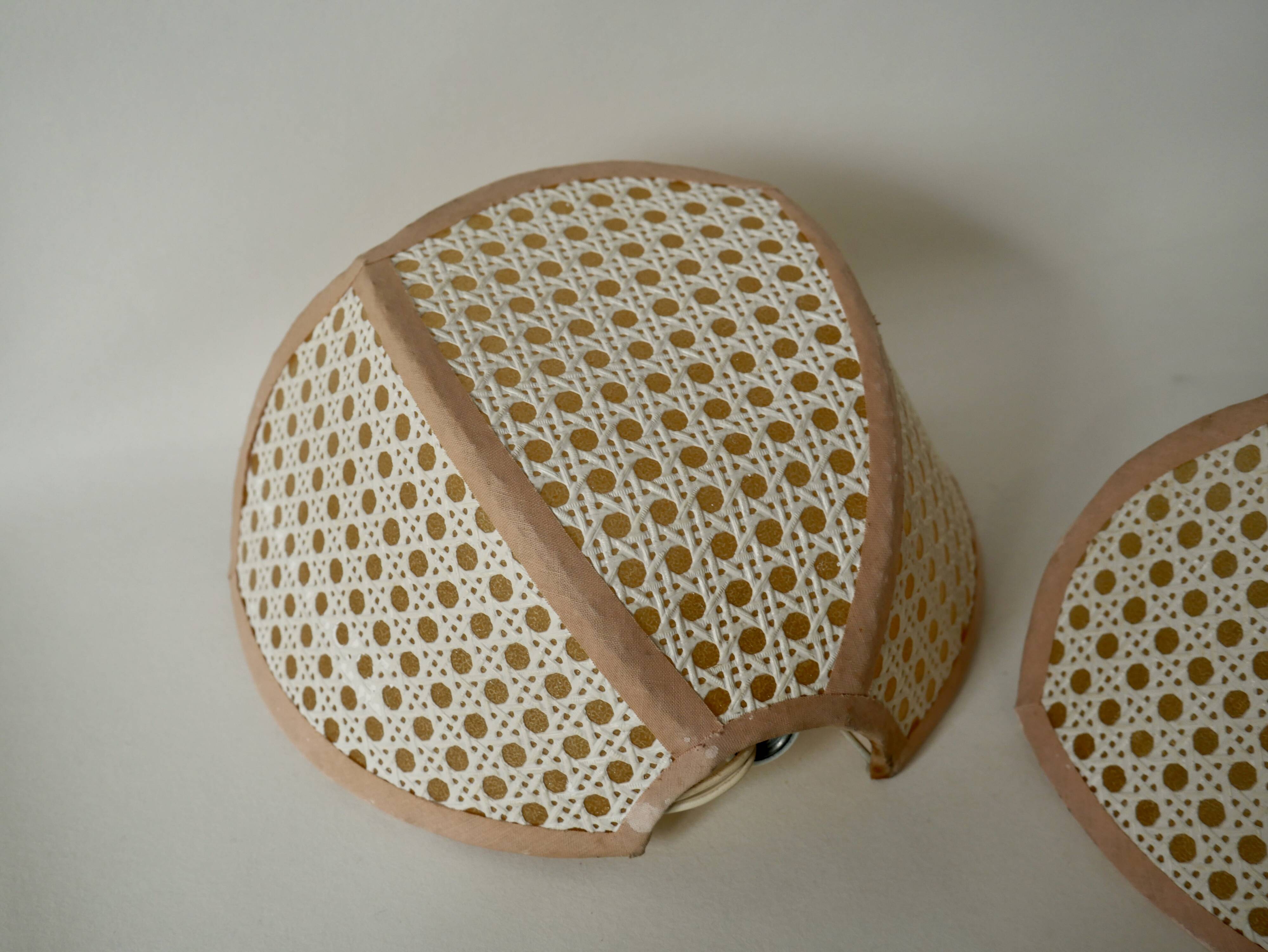 Pair of lotus cane wall lights from the 50s and 60s