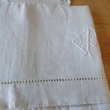 Ensemble ancien drap plat et 2 taies d'oreiller