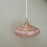 Vintage pink clichy glass lampshade pendant light