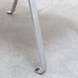 Unique black leather & steel modernist lounge chair, 1960s