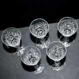 et of 5 diamond cut crystal liqueur glasses