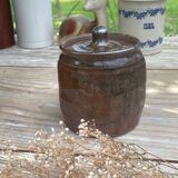 Pot and its lid in glazed stoneware