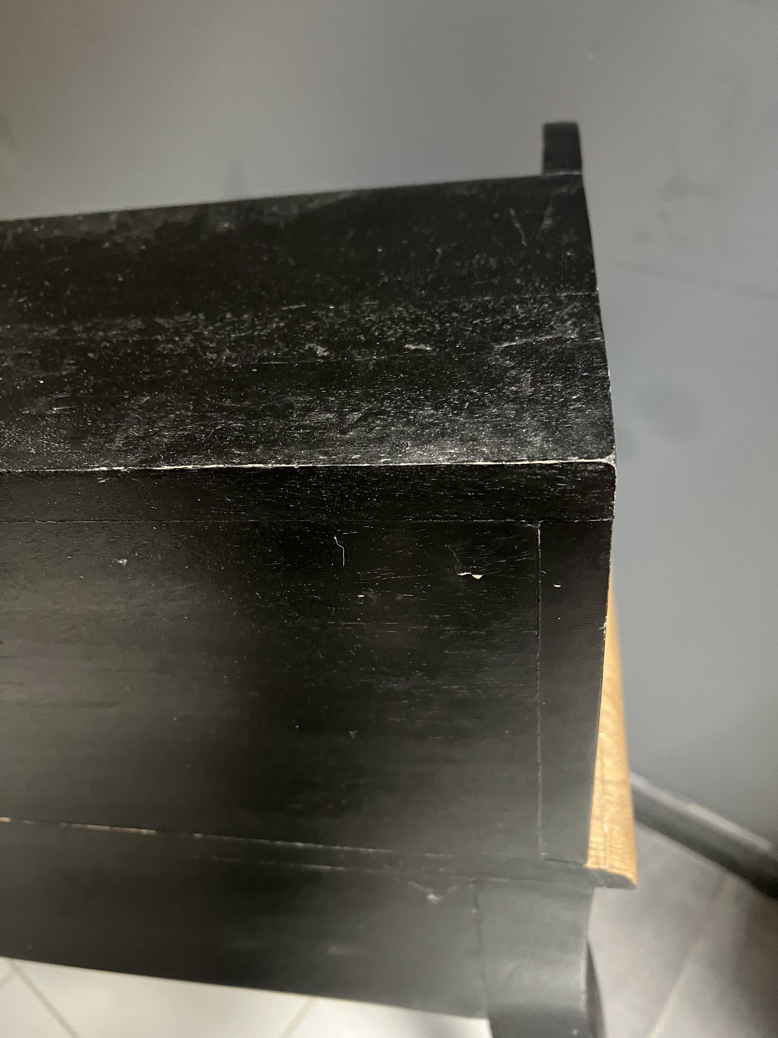 Black stepped wooden desk