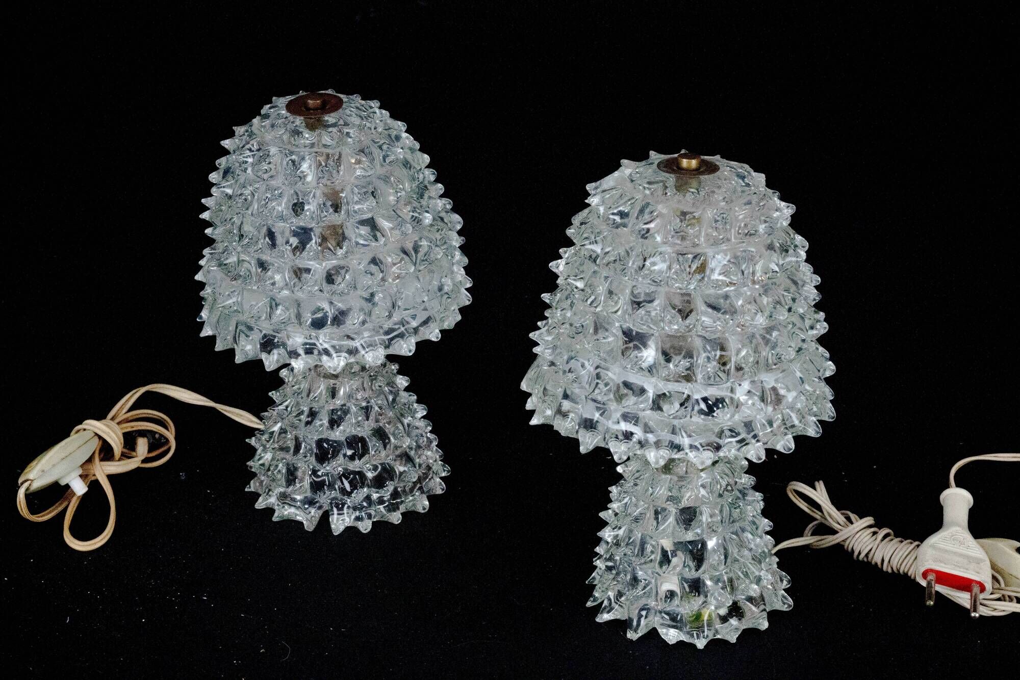 Pair of Italian Murano “Rostrato” Glass Table Lamps by Ercole Barovier, 194