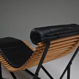 Chaise longue à dossier en épine dorsale par Peter Strassl, Allemagne des années 1970.