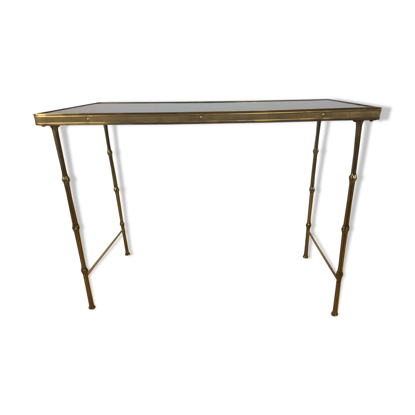 Brass side table, golden bamboo, 1950s