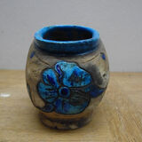Vase en faïence émaillée bleu