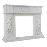 French Carrara marble fire place with Adam and Eve decoration