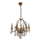 Mid Century Louis XV style cage chandelier - 6 arms - Brass and Crystal