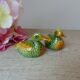 Vintage Green and Yellow Barbotine Duck Salt and Pepper Shaker Set