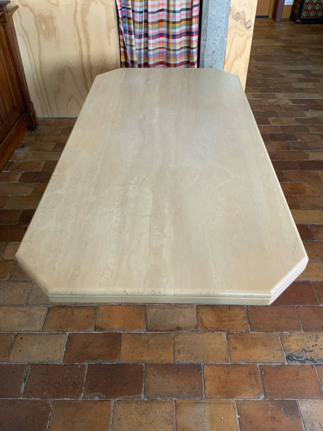 Travertine dining table
