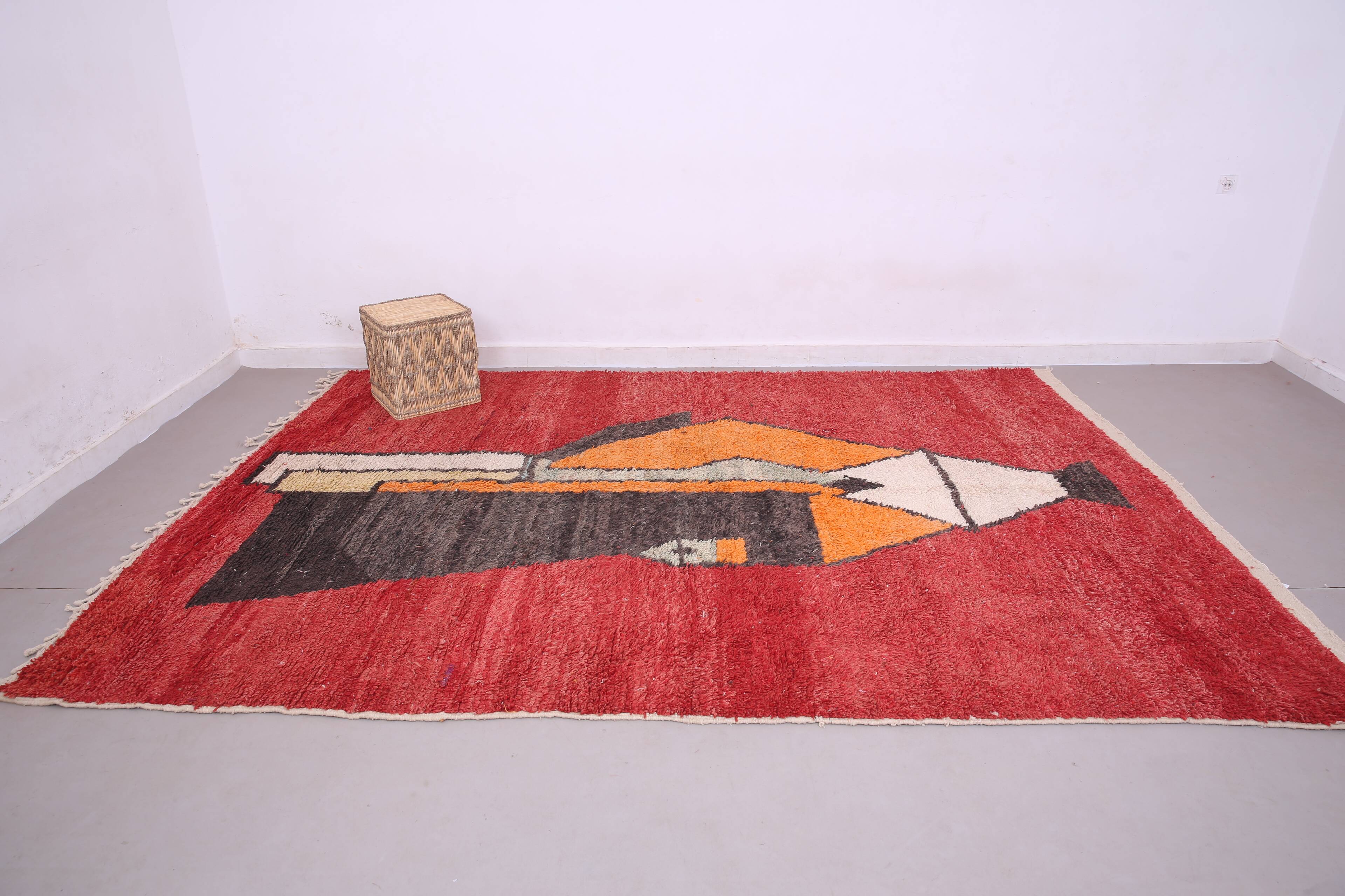 Abstract Vintage Moroccan Rug 238 x 334 - Berber Wool Rug - Handmade Rug