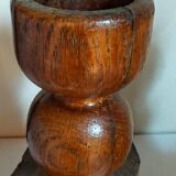 Pair of old brutalist turned solid wood candlesticks
