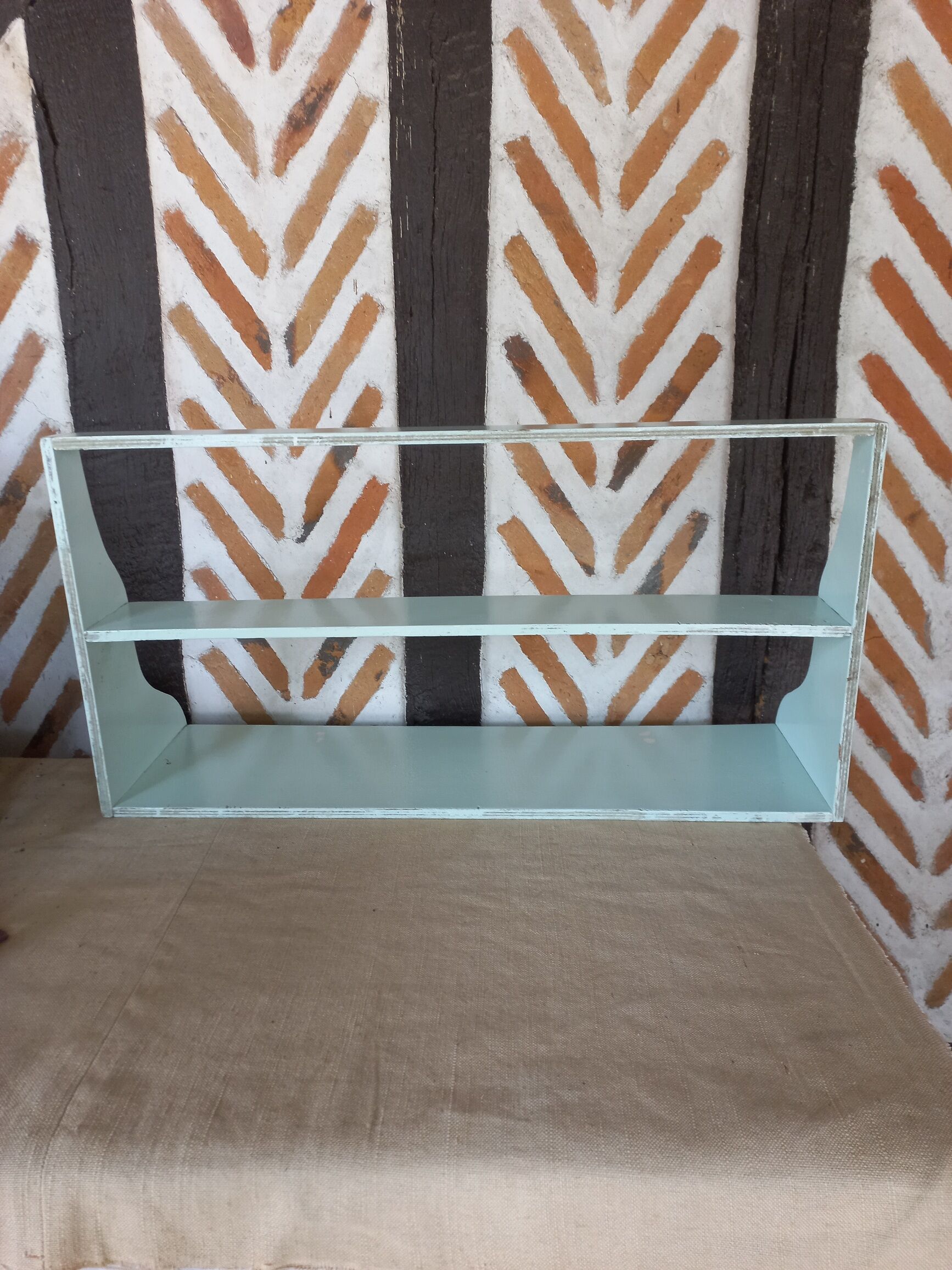 Vintage green wood shelf