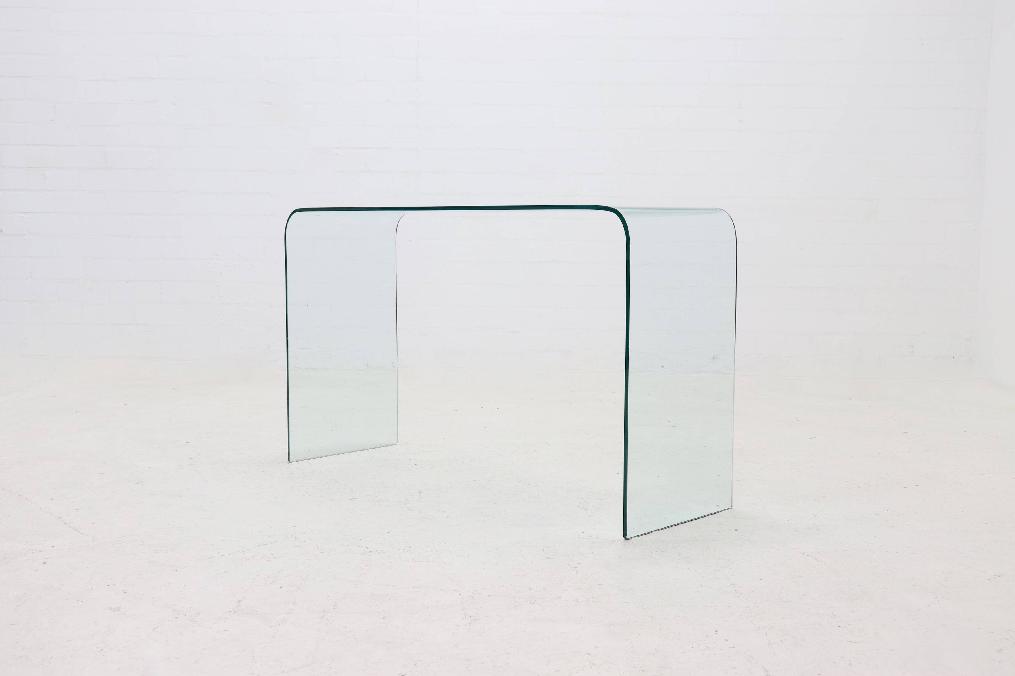 Italian Modern Glass Waterfall Console Table 1980s