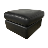 Black leather pouf