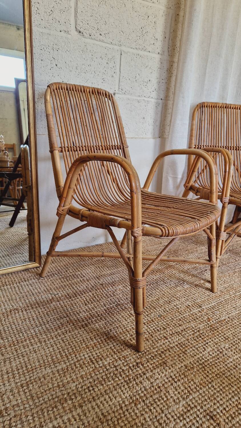 Pair of rattan armchairs