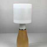 Scandinavian space age teak and opaline table lamp, Sweden