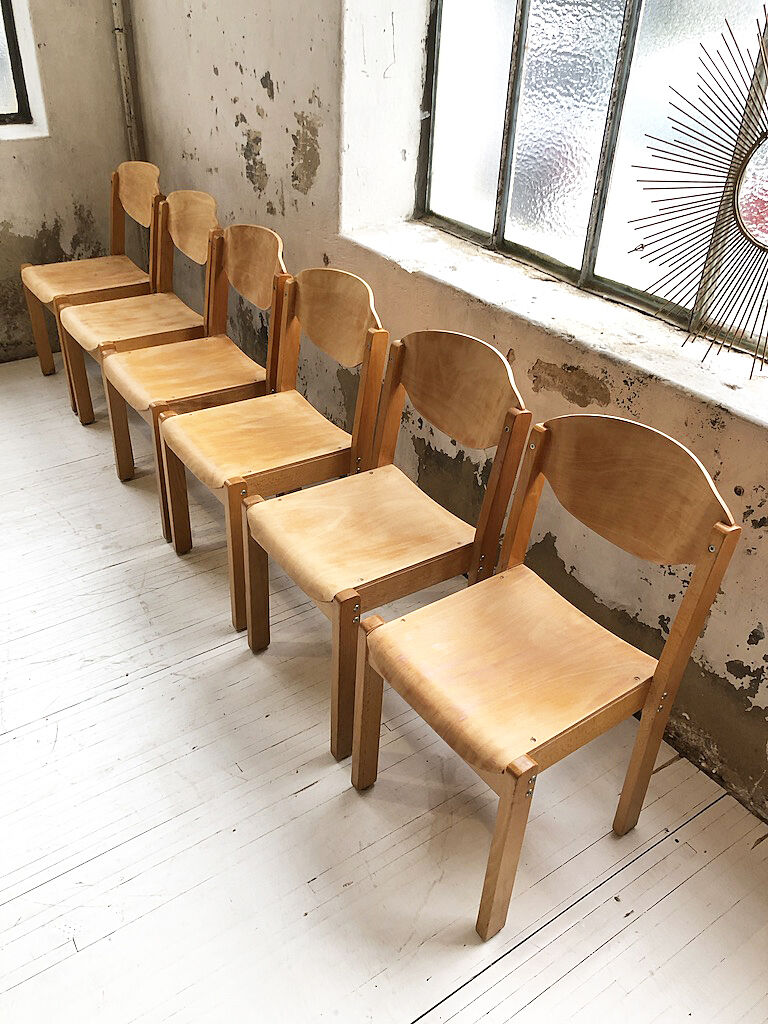6 beech chairs 1980