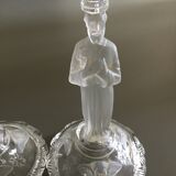 Paire de bougeoirs personnages en verre