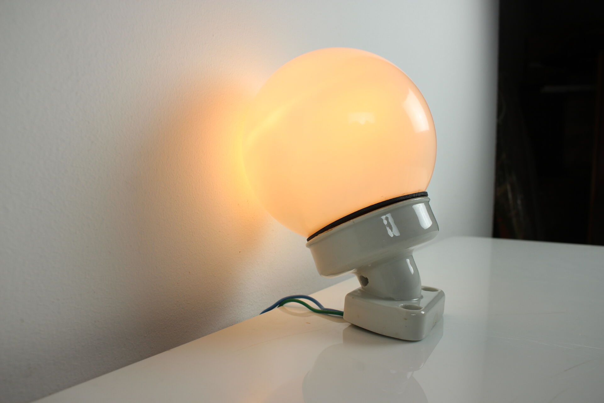 1960's Wall Lamp Porcelain and Glass, Czechoslovakia