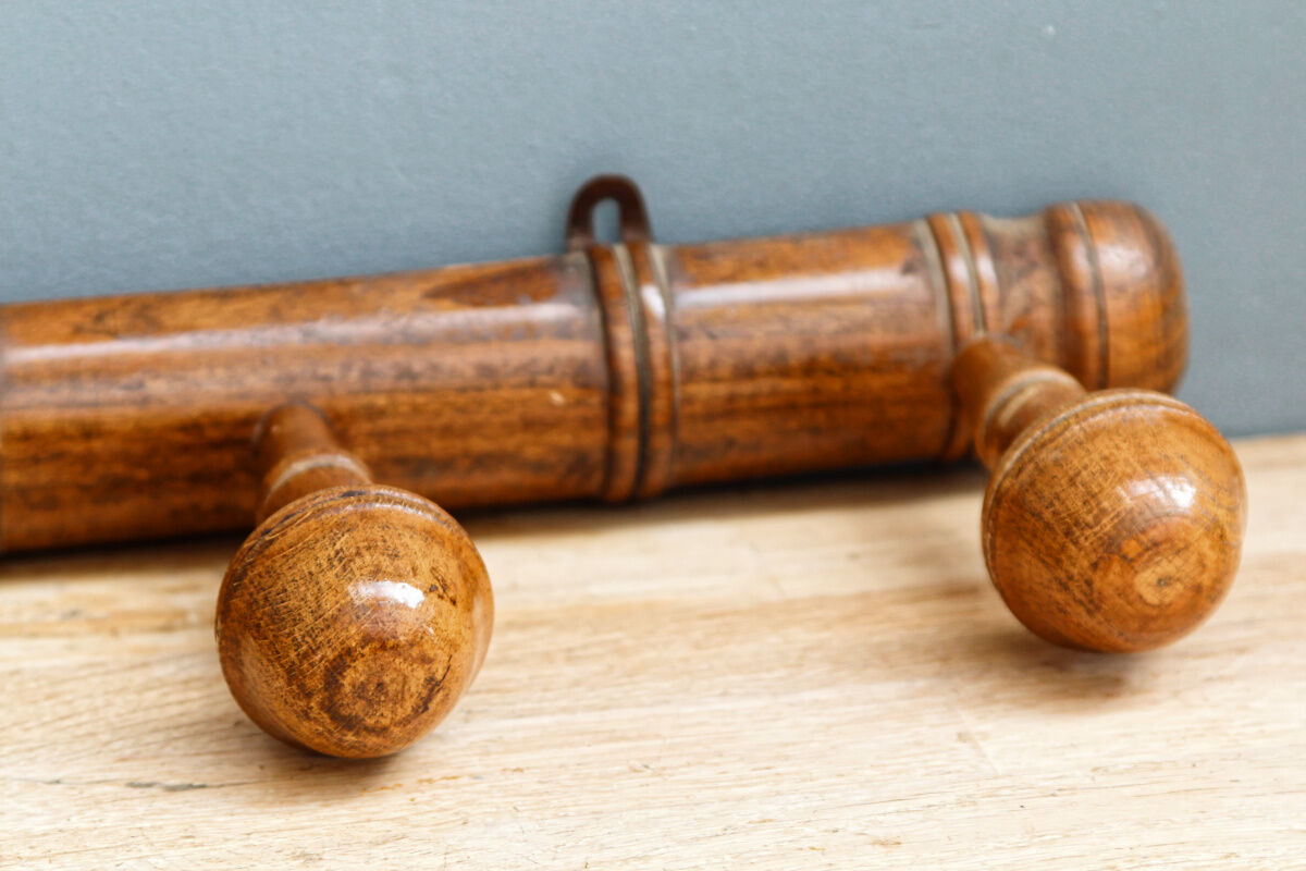 Wall coat rack, turned wood