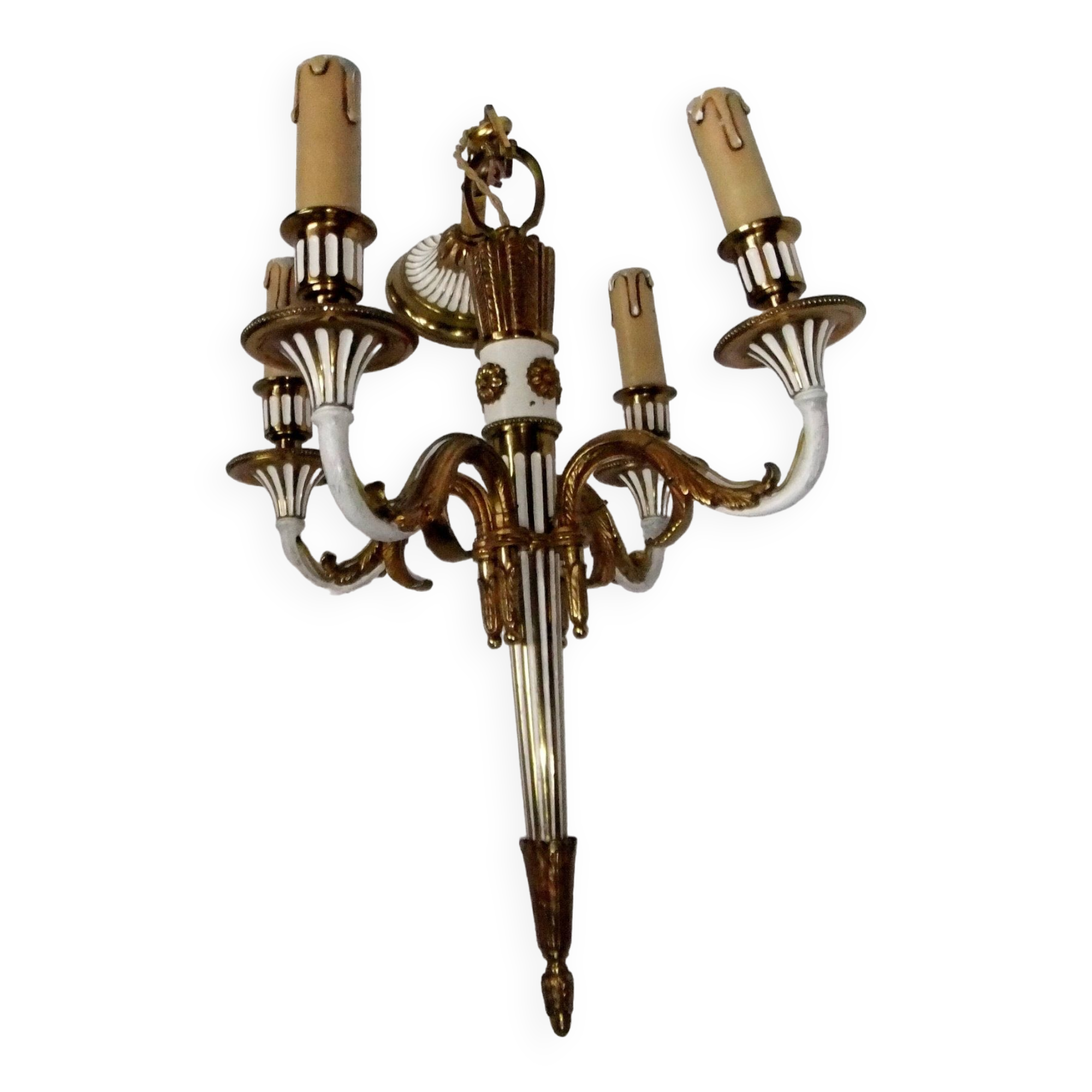 Antique Louis XVI Bronze Chandelier with acanthus quiver suspension