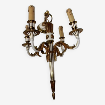 Lustre en Bronze ancien Louis XVI suspension carquois acanthes