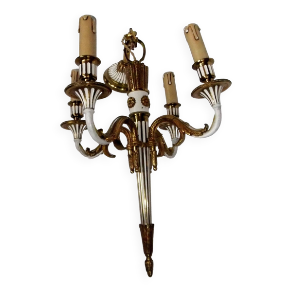 Lustre en Bronze ancien Louis XVI suspension carquois acanthes