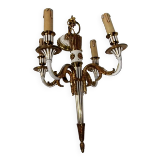 Antique Louis XVI Bronze Chandelier with acanthus quiver suspension