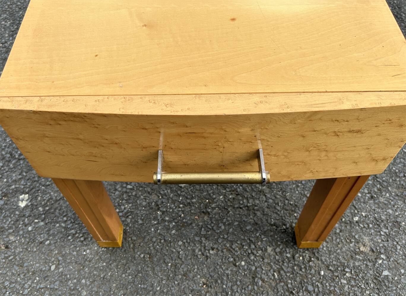 Bedside table, end table, blond wood, 80s