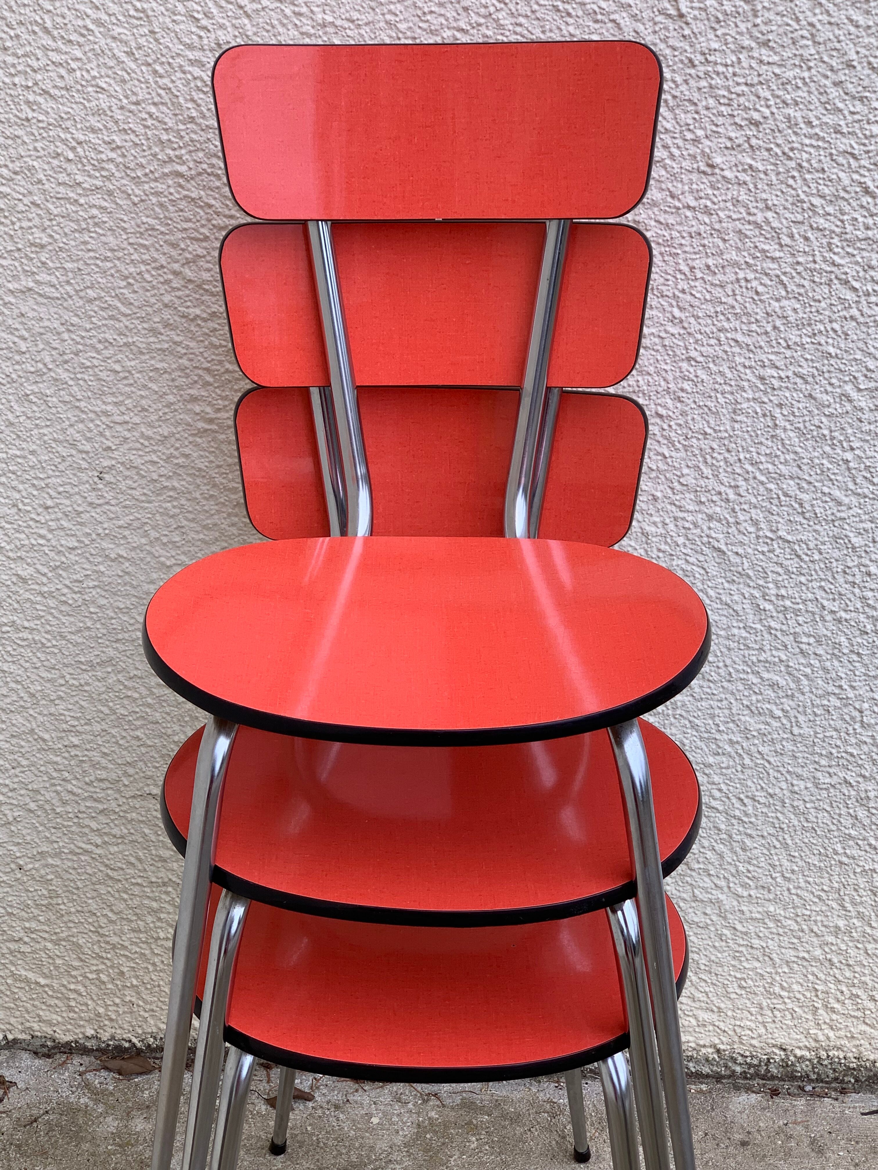 Red formica chairs 1950