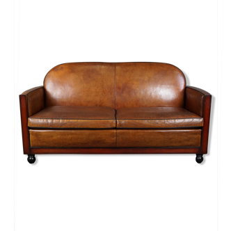 2.5-seater art deco sheepskin sofa