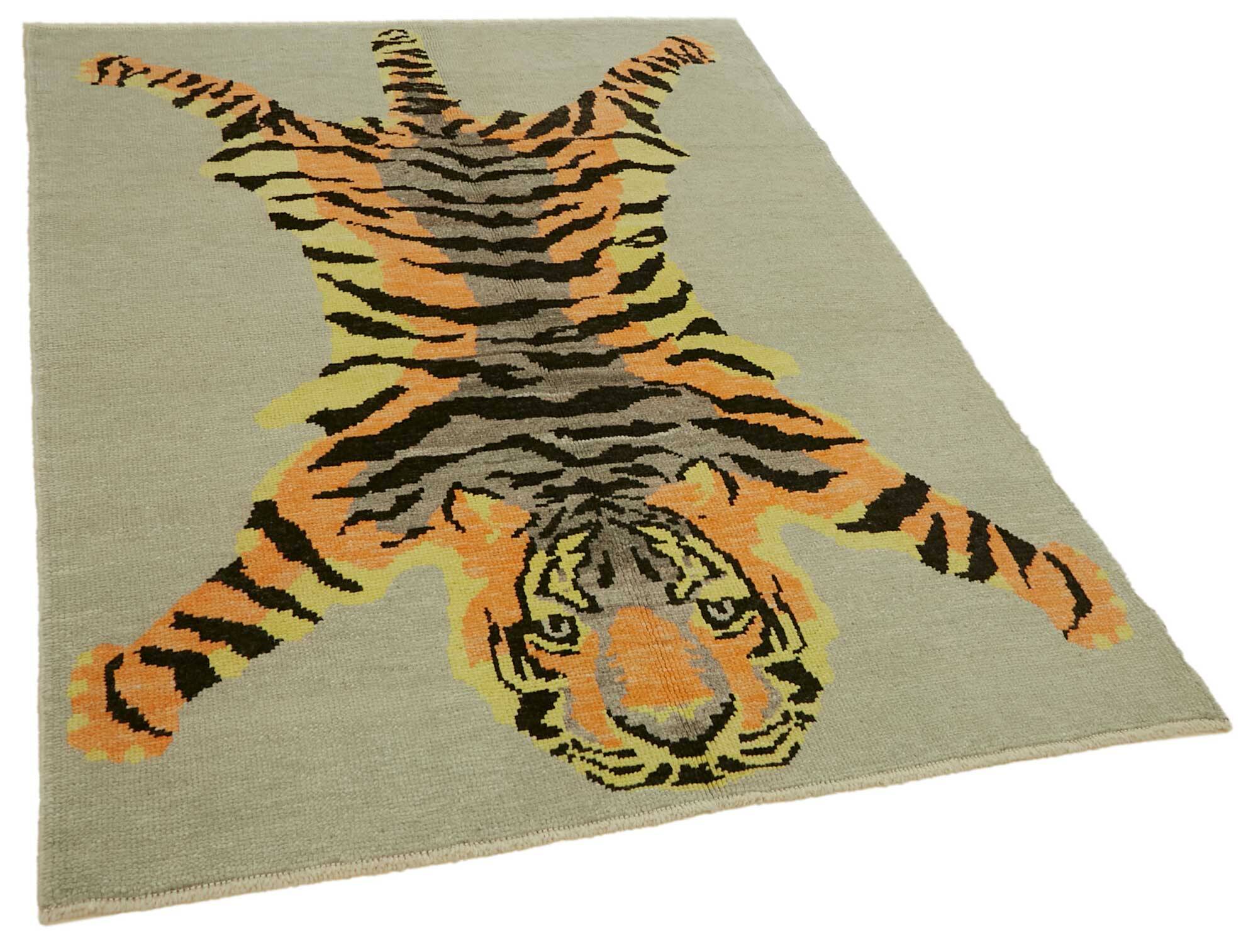 Tapis tigre turc en laine noué à la main 141 cm x 188 cm